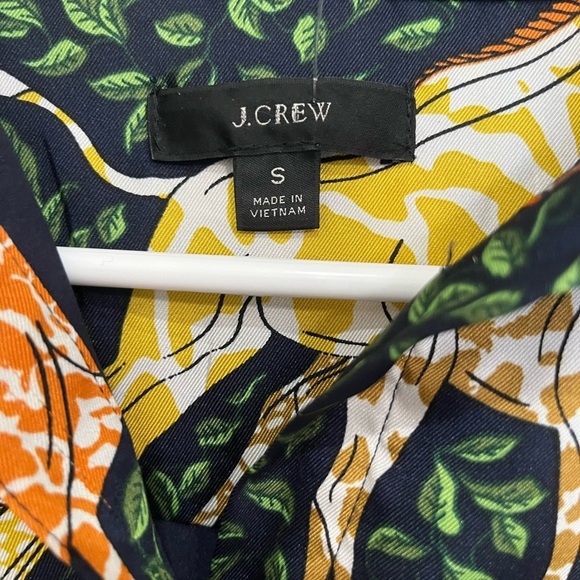 J. Crew Shirtdress in Giraffes Relaxed Fit Small Navy Blue Animal Print Boho Zoo - Picture 7 of 8